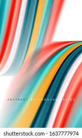 Fundo abstrato - ondas de gradiente de cor fluida, com efeito de linha de movimento dinâmico. Ilustração vetorial para papel de parede, banner, plano de fundo, cartão, ilustração de livro, página inicial