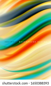 Abstrakter Hintergrund - fließende Farbverlauf-Wellen, mit dynamischem Bewegungszeileneffekt. Vektorillustration-Illustration für Bildschirmhintergrund, Banner, Hintergrund, Karte, Buchillustration, Landungsseite