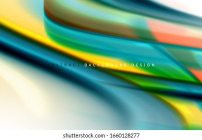 Fundo abstrato - ondas de gradiente de cor fluida, com efeito de linha de movimento dinâmico. Ilustração vetorial para papel de parede, banner, plano de fundo, cartão, ilustração de livro, página inicial