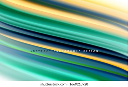 Abstract background - fluid color gradient waves, with dynamic motion line effect. Vector Illustration 