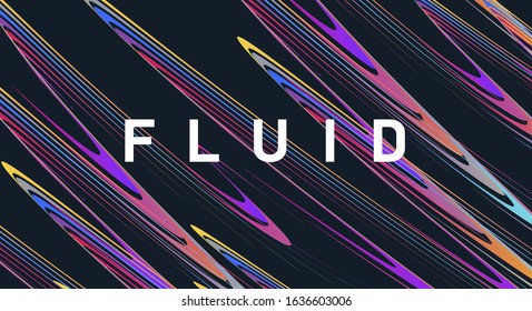 Abstract background of fluid elements forming wavy texture of curved coloured lines
