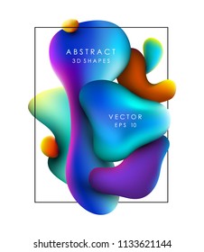 Abstract background with fluid gradient 3d shapes, liquid colors. Trendy design. Vector illustration eps 10. 