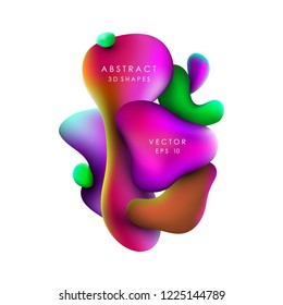 Abstract background with fluid gradient 3d shapes, liquid colors. Trendy design. Vector illustration eps 10. 