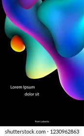 Abstract background with fluid gradient 3d shapes on black background, liquid colors. Trendy design. Vector illustration eps 10.