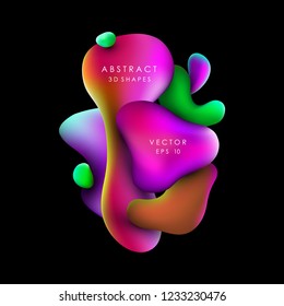 Abstract background with fluid gradient 3d shapes, liquid colors. Trendy design. Vector illustration eps 10. 