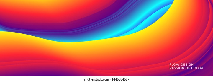 Abstract background with a fluid gradient color flow and motion of a wavy liquid lines. Eps10