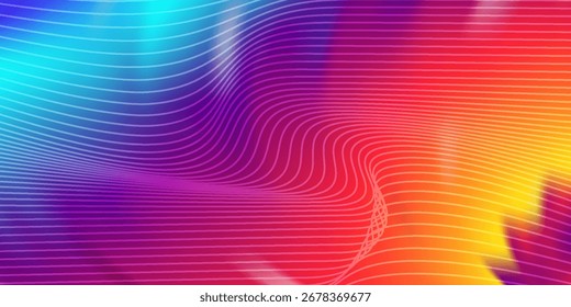 Fondo Abstractas con un flujo de color de gradiente de fluido y movimiento de líneas líquidas onduladas.Ilustración vectorial
