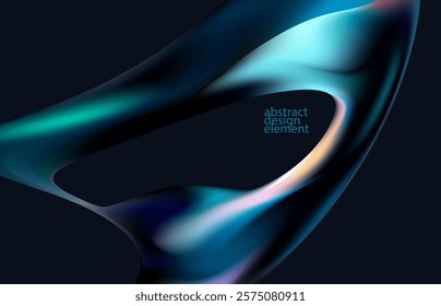 Abstract background of fluid iridescent shape. Elegant blue wallpaper.	