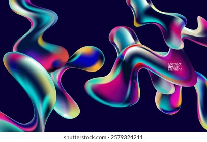 Abstract background of fluid iridescent shape. Elegant colorful wallpaper.