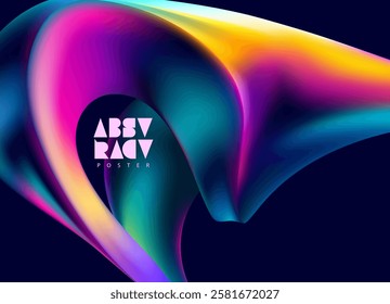 Abstract background of fluid iridescent shape. Elegant colorful wallpaper with colorful wavy form.
