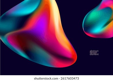 Abstract background of fluid iridescent shape. Elegant colorful wallpaper.