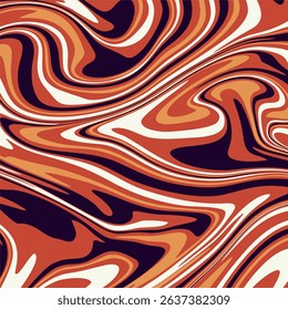 An abstract background with a fluid, marbled effect. It features swirling patterns of orange, rust, cream, and a very dark purple