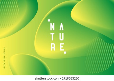 Abstract background with fluid rounded shapes on green eco backdrop with nature copy, wallpaper design