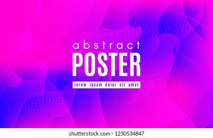 Abstract Background with Fluid Shapes. Wave Distorted Lines. Movement of Abstract Neon Liquid. Trendy Banner for Landing Page. Vector Abstract Background with Bright Vibrant Gradient and Wavy Liquid.