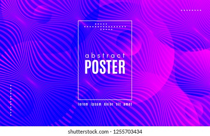 Abstract Background with Fluid Shapes. Wave Distorted Lines. Movement of Abstract Neon Liquid. Trendy Banner for Landing Page. Vector Abstract Background with Bright Vibrant Gradient and Wavy Liquid.