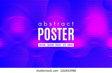 Abstract Background with Fluid Shapes. Wave Distorted Lines. Movement of Abstract Neon Liquid. Trendy Banner for Landing Page. Vector Abstract Background with Bright Vibrant Gradient and Wavy Liquid.