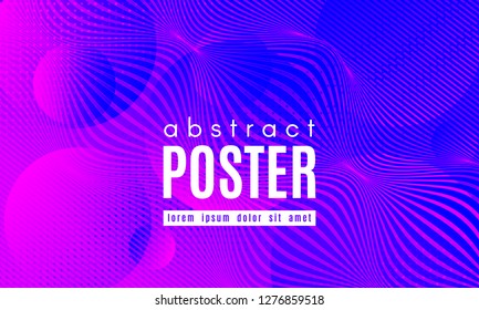 Abstract Background with Fluid Shapes. Wave Distorted Lines. Movement of Abstract Neon Liquid. Trendy Banner for Landing Page. Vector Abstract Background with Bright Vibrant Gradient and Wavy Liquid.