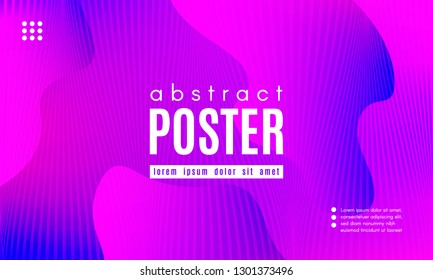 Abstract Background with Fluid Shapes. Wave Distorted Lines. Movement of Abstract Neon Liquid. Trendy Banner for Landing Page. Vector Abstract Background with Bright Vibrant Gradient and Wavy Liquid.