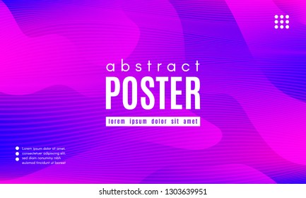 Abstract Background with Fluid Shapes. Wave Distorted Lines. Movement of Abstract Neon Liquid. Trendy Banner for Landing Page. Vector Abstract Background with Bright Vibrant Gradient and Wavy Liquid.
