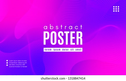 Abstract Background with Fluid Shapes. Wave Distorted Lines. Movement of Abstract Neon Liquid. Trendy Banner for Landing Page. Vector Abstract Background with Bright Vibrant Gradient and Wavy Liquid.