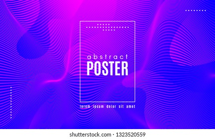 Abstract Background with Fluid Shapes. Wave Distorted Lines. Movement of Abstract Neon Liquid. Trendy Banner for Landing Page. Vector Abstract Background with Bright Vibrant Gradient and Wavy Liquid.