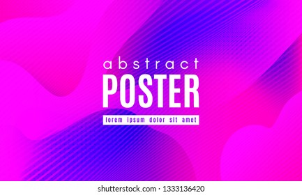 Abstract Background with Fluid Shapes. Wave Distorted Lines. Movement of Abstract Neon Liquid. Trendy Banner for Landing Page. Vector Abstract Background with Bright Vibrant Gradient and Wavy Liquid.