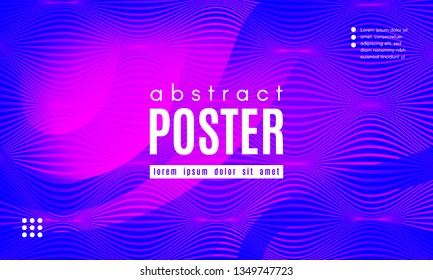 Abstract Background with Fluid Shapes. Wave Distorted Lines. Movement of Abstract Neon Liquid. Trendy Banner for Landing Page. Vector Abstract Background with Bright Vibrant Gradient and Wavy Liquid.
