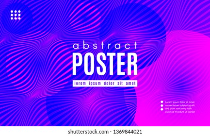Abstract Background with Fluid Shapes. Wave Distorted Lines. Movement of Abstract Neon Liquid. Trendy Banner for Landing Page. Vector Abstract Background with Bright Vibrant Gradient and Wavy Liquid.