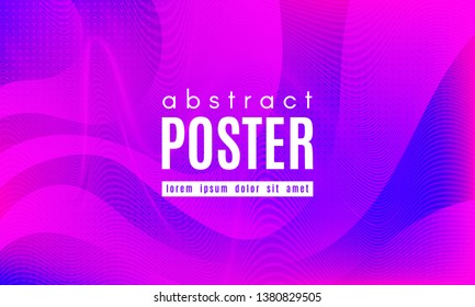Abstract Background with Fluid Shapes. Wave Distorted Lines. Movement of Abstract Neon Liquid. Trendy Banner for Landing Page. Vector Abstract Background with Bright Vibrant Gradient and Wavy Liquid.