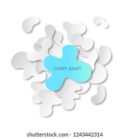 Abstract background with fluid white and blue shapes in paper cut out style. Vector illustration