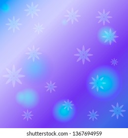 Abstract background with fluorescent snowflakes in cold tones
