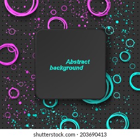 Abstract background with fluorescent splash and circles