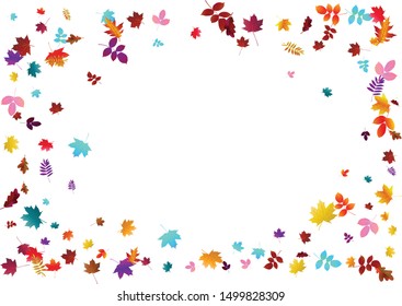 Abstract background with flying autumn leaves. Fall season greeting card, poster, flyer. Vector illustration isolated on a white background.
