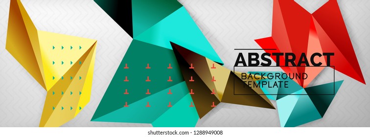 Abstrakter Hintergrund, fliegende, geometrische Dreieckszusammensetzung auf Grau. Vectortechno-Design-Bildschirmhintergrund
