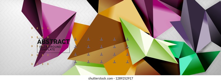 Abstrakter Hintergrund, fliegende, geometrische Dreieckszusammensetzung auf Grau. Vectortechno-Design-Bildschirmhintergrund