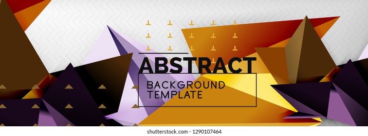 Abstrakter Hintergrund, fliegende, geometrische Dreieckszusammensetzung auf Grau. Vectortechno-Design-Bildschirmhintergrund