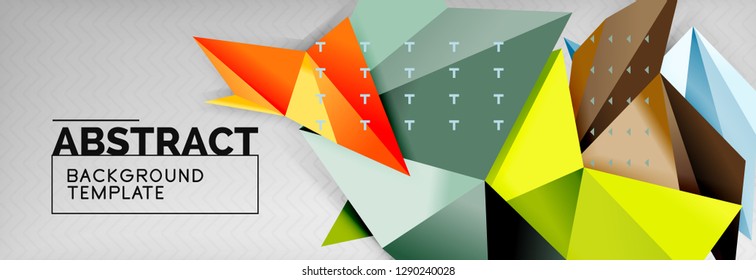 Abstrakter Hintergrund, fliegende, geometrische Dreieckszusammensetzung auf Grau. Vectortechno-Design-Bildschirmhintergrund