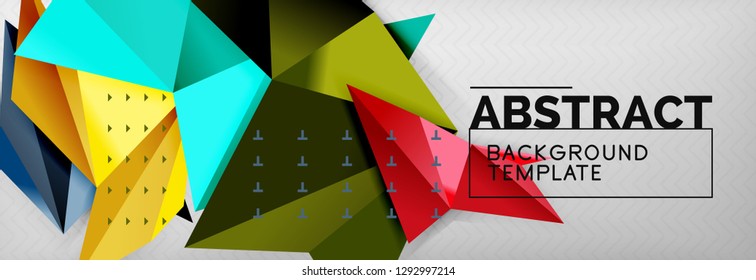 Abstrakter Hintergrund, fliegende, geometrische Dreieckszusammensetzung auf Grau. Vectortechno-Design-Bildschirmhintergrund
