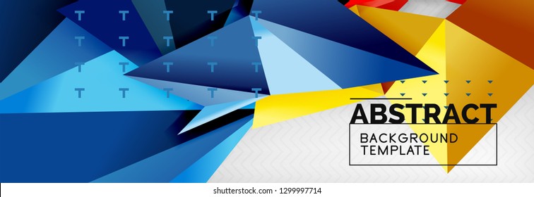 Fondo abstracto, composición de triángulos geométricos de color volante sobre gris. Papel de pantalla de diseño de tecnología vectorial