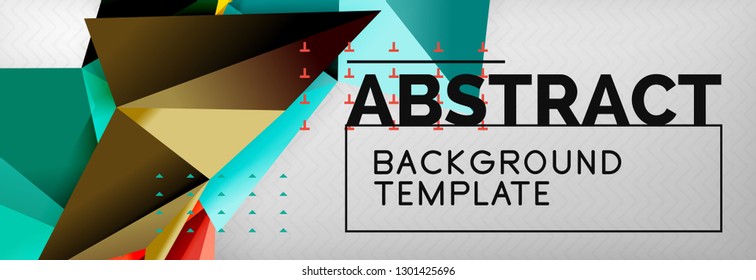 Fondo abstracto, composición de triángulos geométricos de color volante sobre gris. Papel de pantalla de diseño de tecnología vectorial