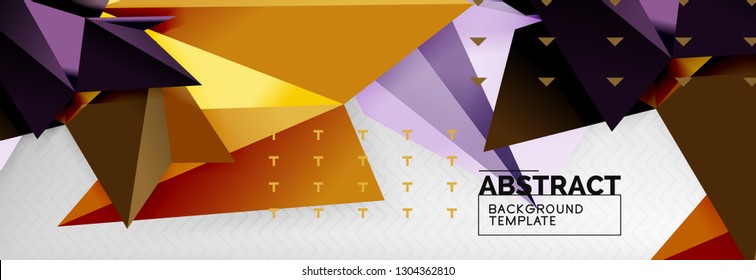 Fondo abstracto, composición de triángulos geométricos de color volante sobre gris. Papel de pantalla de diseño de tecnología vectorial