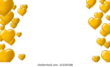 Abstract background with flying colored balloons. Template for greeting card with air balloons in the shape of a heart. Festive mock-up for greeting cards, presentations, ad with inflatable balloons
