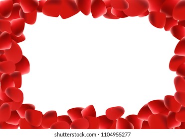 Abstract background with flying red rose petals on a white transparent background. Vector illustration. EPS 10.