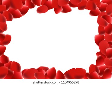 Abstract background with flying red rose petals on a white transparent background. Vector illustration. EPS 10.