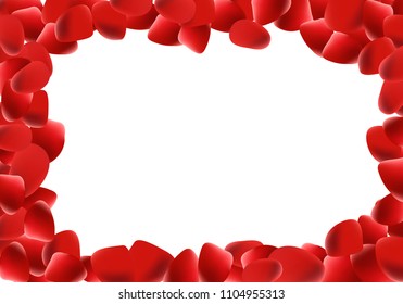 Abstract background with flying red rose petals on a white transparent background. Vector illustration. EPS 10.