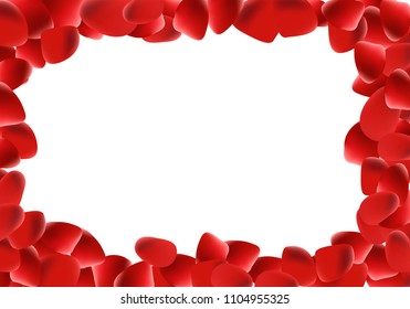 Abstract background with flying red rose petals on a white transparent background. Vector illustration. EPS 10.