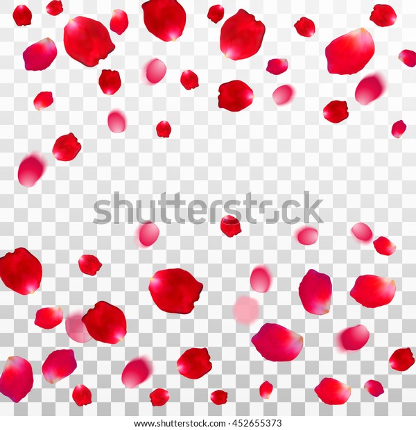 白い透明な背景に抽象的な背景に赤いバラ花びら ベクターイラスト Eps10 のベクター画像素材 ロイヤリティフリー