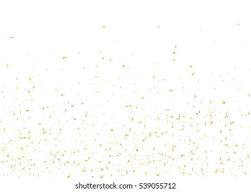 Abstract background with flying subtle golden gradient confetti. Vector illustration isolated on white background. Blank holiday card template.