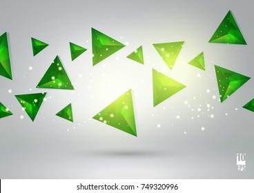 Abstract background with flying triangles. Eps10 Vector illustration