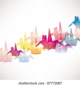 abstract background with folded paper crane
